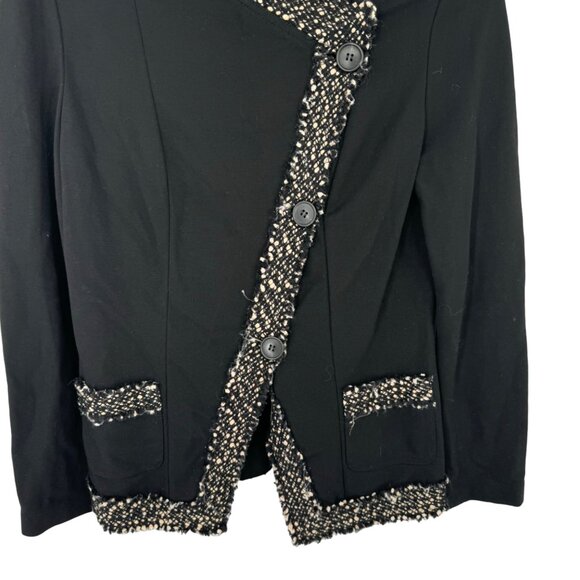 Lafayette 148 New York Womens Blazer jacket ponte knit Size 4 Black Tweed trim - Picture 3 of 10